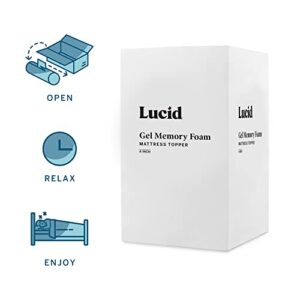 LUCID 4 Inch Gel Memory Foam Mattress Topper-Ventilated Design-Ultra Plush-Full, Blue