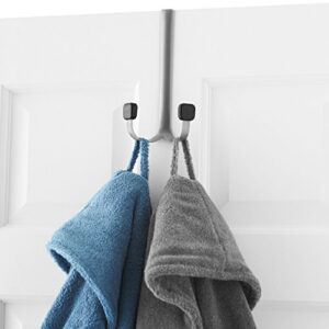 Amazon Basics Over-the-Door Double Hanger Hooks, Silver Nickel