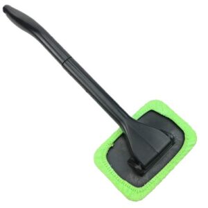 gpct windshield auto glass cleaner w/long handle [microfiber] wiper for car, truck, suv, vehicle. removes dirt, dust, fingerprints. comes w/free water sprayer & extra microfiber bonnet! (green)