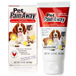 pet pain away all natural dog arthritis pain relief, cat pain relief, dog pain relief anti inflammatory, dog joint pain relief, homeopathic pain reliever for large and small dogs and cats (2 oz)
