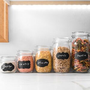 HomEquip 5-Piece Airtight Canister Set with Clip Top Lids (Clear Glass): Kitchen Preserving Storage Jars - Great Dry Food Pantry Containers for Pasta, Cereal, Cookies, Sugar, Flour, Coffee & Tea