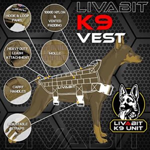 LIVABIT [ Tan ] Canine Service Dog Tactical Molle Vest Harness Large