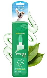 fresh breath by tropiclean brushing dental & oral care gel for dogs & cats, 2oz, made in usa - removes plaque & tartar