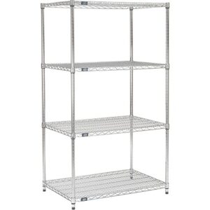 nexel 14" x 30" x 86", 4 tier adjustable wire shelving unit, nsf listed commercial storage rack, chrome finish, leveling feet