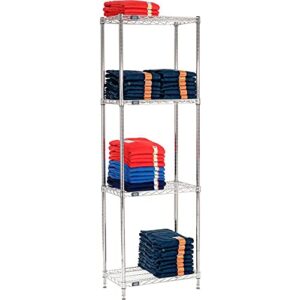 Nexel 14" x 30" x 86", 4 Tier Adjustable Wire Shelving Unit, NSF Listed Commercial Storage Rack, Chrome Finish, leveling feet