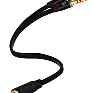 D & K Exclusives Headphone Splitter for Computer 3.5mm Female to 2 Dual 3.5mm Male Headphone Mic Audio Y Splitter Cable Smartphone Headset to PC Adapter