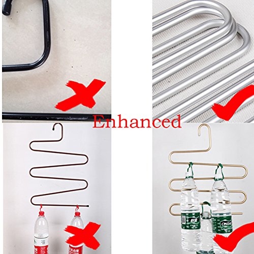 Da Jia Sturdy S-Type Multi-Purpose Aluminum Pants Hangers Closet Space Saving Hangers Storage Rack for Pants Scarf Tie Towel (Golden)