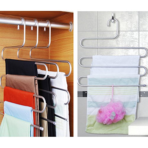 Da Jia Sturdy S-Type Multi-Purpose Aluminum Pants Hangers Closet Space Saving Hangers Storage Rack for Pants Scarf Tie Towel (Golden)
