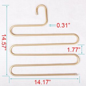 Da Jia Sturdy S-Type Multi-Purpose Aluminum Pants Hangers Closet Space Saving Hangers Storage Rack for Pants Scarf Tie Towel (Golden)