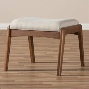 Baxton Studio Roxy Upholstered Ottoman in Light Beige and Walnut