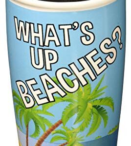 Enesco Margaritaville by Our Name is Mud What's Up Beaches Stoneware Travel Mug, 14 oz, Multicolor