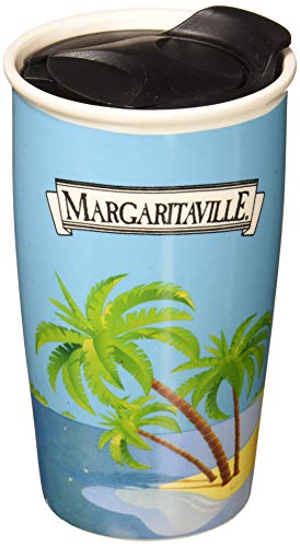 Enesco Margaritaville by Our Name is Mud What's Up Beaches Stoneware Travel Mug, 14 oz, Multicolor