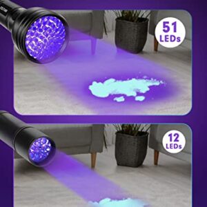 YOUTHINK Black Light, 51 LED UV Flashlights for Home &Hotel Inspection, Portable Black Light for Pet Urine Detection,Dry Stains,Bed Bug, Matching with Pet Odor Eliminator