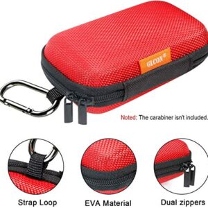 Red Rectangle Small EVA Case - Portable Protection Hard Shell Exterior Lightweight Universal Zipper Pouch Carrying Bag for Earbud, Headset, Charger, Airpods, iPod, USB Cable, MP3, Key, Change Purse