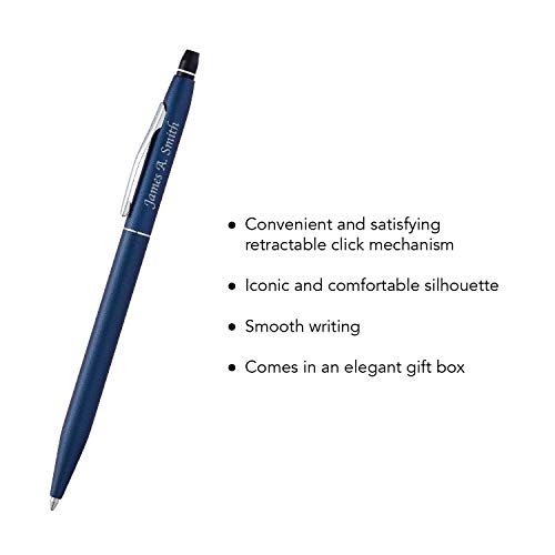 Engraved - Cross Click Ballpoint Pen - Personalized with Your Name (Midnight Blue)