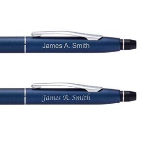 Engraved - Cross Click Ballpoint Pen - Personalized with Your Name (Midnight Blue)