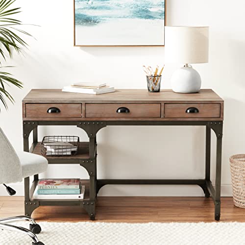 ACME Gorden Desk - 92325 - Weathered Oak & Antique Silver