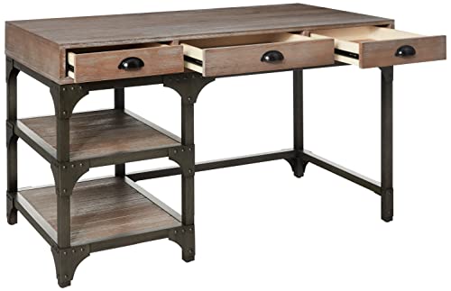 ACME Gorden Desk - 92325 - Weathered Oak & Antique Silver