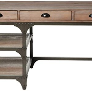 ACME Gorden Desk - 92325 - Weathered Oak & Antique Silver