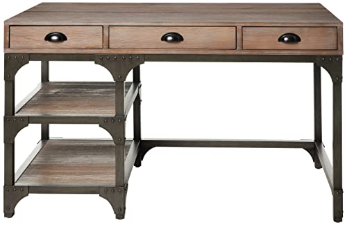 ACME Gorden Desk - 92325 - Weathered Oak & Antique Silver