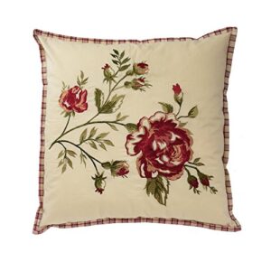 waverly norfolk floral square decorative throw pillow, 20" x 20", tea stain