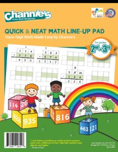 channie's m603 triple digit math lineup pad math workbook, 2nd/3rd graders, summer school summer bridge