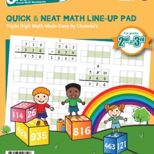 Channie's M603 Triple Digit Math Lineup Pad Math Workbook, 2nd/3rd Graders, Summer School Summer Bridge