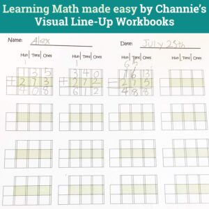 Channie's M603 Triple Digit Math Lineup Pad Math Workbook, 2nd/3rd Graders, Summer School Summer Bridge