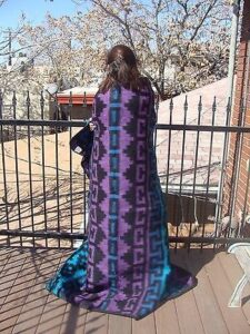 wholesale pack three blanket throw geometric brushed alpaca recycled wool fibers