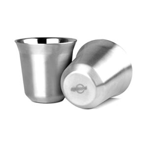 RECAPS 80ml Stainless Steel Espresso Cups Set - 2 Pack Double Wall 304 Stainless Steel Demitasse Cups 2.7oz