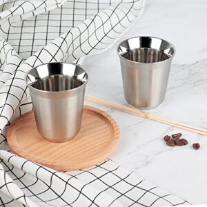RECAPS 80ml Stainless Steel Espresso Cups Set - 2 Pack Double Wall 304 Stainless Steel Demitasse Cups 2.7oz