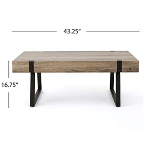 Christopher Knight Home Abitha Faux Wood Coffee Table, Canyon Grey, 23.60 in x 43.25 in x 16.75 in