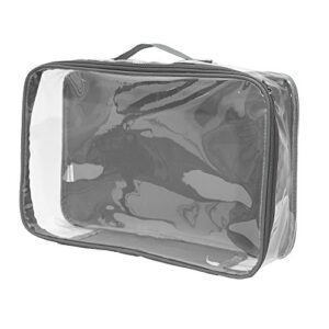 large clear travel packing cube/see-through pvc organizer for suitcase/multipurpose pouch w/handle/dress shirts, pants, cashmere, sweaters & seasonal linen storage protection (gray)