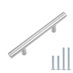 amazon basics euro bar cabinet handle (1/2-inch diameter), 5.38-inch length (3-inch hole center), satin nickel, 10-pack