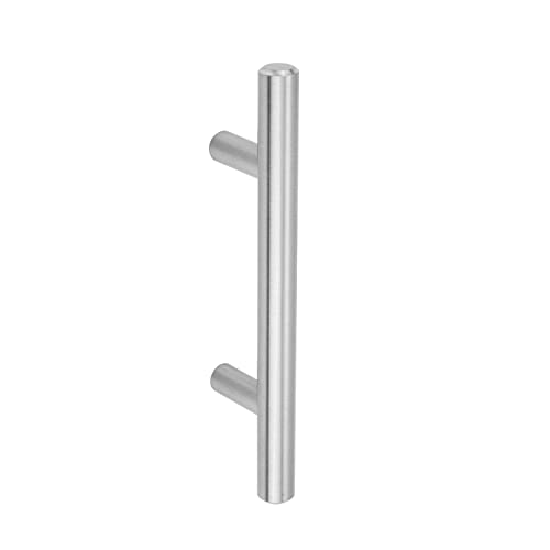 Amazon Basics Euro Bar Cabinet Handle (1/2-inch Diameter), 5.38-inch Length (3-inch Hole Center), Satin Nickel, 10-Pack