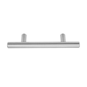 Amazon Basics Euro Bar Cabinet Handle (1/2-inch Diameter), 5.38-inch Length (3-inch Hole Center), Satin Nickel, 10-Pack