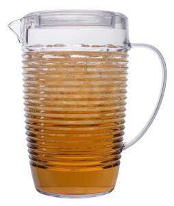 break resistant clear plastic pitcher with lid for iced tea, sangria, lemonade (76 fl oz. - 2.4 quarts) - made in usa