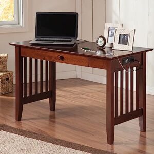 AFI AH12224 Mission Desk with Drawer and Charging Station, Walnut