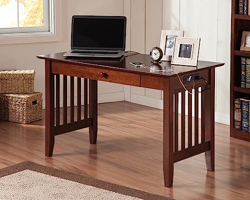 AFI AH12224 Mission Desk with Drawer and Charging Station, Walnut