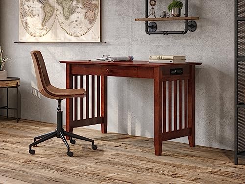 AFI AH12224 Mission Desk with Drawer and Charging Station, Walnut