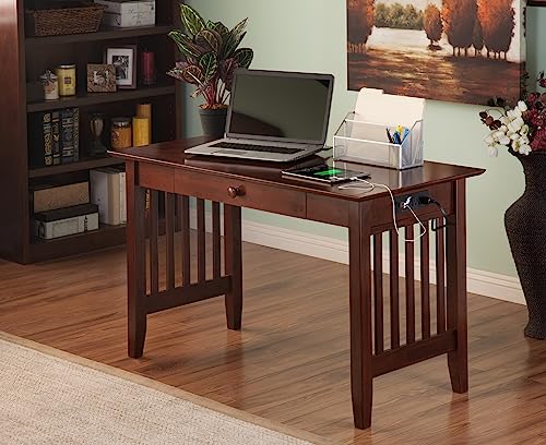 AFI AH12224 Mission Desk with Drawer and Charging Station, Walnut