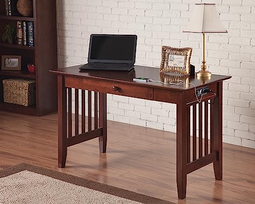 AFI AH12224 Mission Desk with Drawer and Charging Station, Walnut