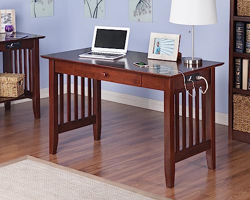 AFI AH12224 Mission Desk with Drawer and Charging Station, Walnut