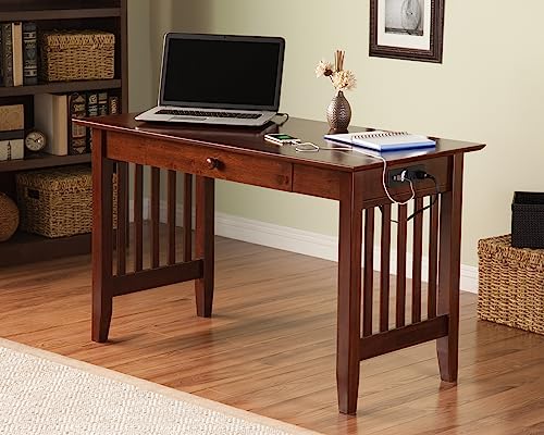 AFI AH12224 Mission Desk with Drawer and Charging Station, Walnut