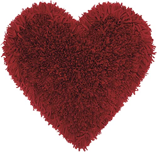 Mina Victory Shag Frame Heart Deep Red 18" x 18" Throw Pillow