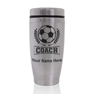 skunkwerkz commuter travel mug, soccer coach, personalized engraving included