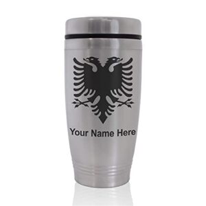 skunkwerkz commuter travel mug, flag of albania, personalized engraving included