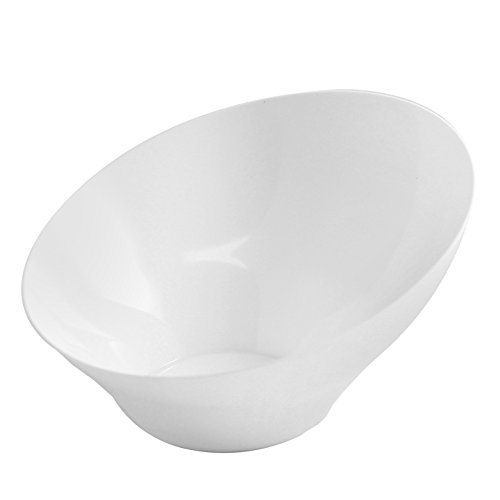 PARTY BARGAINS Angled Plastic Bowls - [5 Pack] White, Heavy-duty Premium Quality Large Serving Bowl, Excellent for Weddings, Baby & Bridal Showers, Parties & More