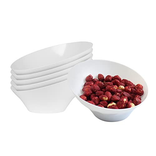 PARTY BARGAINS Angled Plastic Bowls - [5 Pack] White, Heavy-duty Premium Quality Large Serving Bowl, Excellent for Weddings, Baby & Bridal Showers, Parties & More