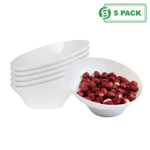 PARTY BARGAINS Angled Plastic Bowls - [5 Pack] White, Heavy-duty Premium Quality Large Serving Bowl, Excellent for Weddings, Baby & Bridal Showers, Parties & More